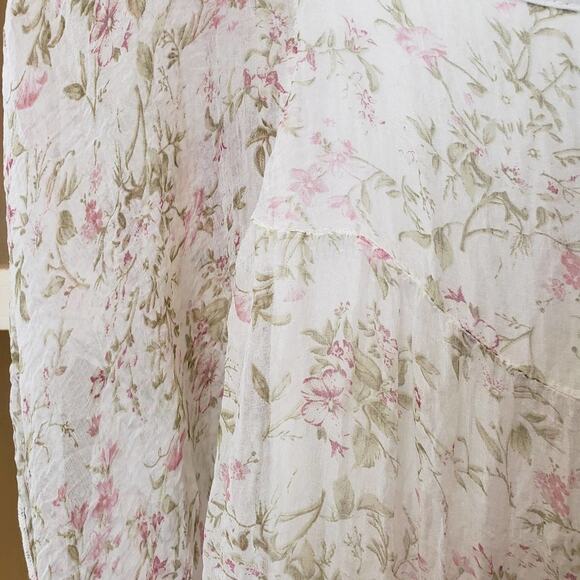 Carla Conti 100% Silk Ivory Sheer Floral Flowy Feminine Top Size Small Italy - Picture 2 of 9